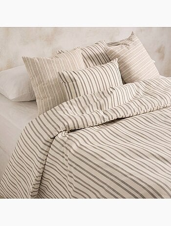 Housse de couette en coton à rayures en relief, tissu texturé. N’inclut pas les taies d’oreiller.