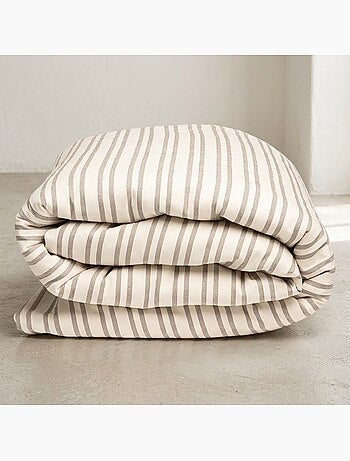 Housse de couette en coton à rayures en relief, tissu texturé. N’inclut pas les taies d’oreiller.