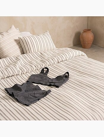 Housse de couette en coton à rayures en relief, tissu texturé. N’inclut pas les taies d’oreiller.