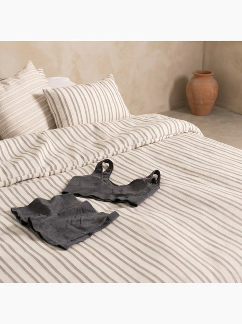 Housse de couette en coton à rayures en relief, tissu texturé. N’inclut pas les taies d’oreiller. - Kiabi
