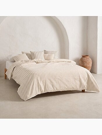 Housse de couette en coton à rayures en relief, tissu texturé. N’inclut pas les taies d’oreiller.