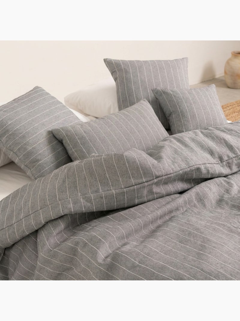 Housse de couette en coton avec fils en relief, tissu texturé. N’inclut pas les taies d’oreiller. Noir Gris anthracite - Kiabi