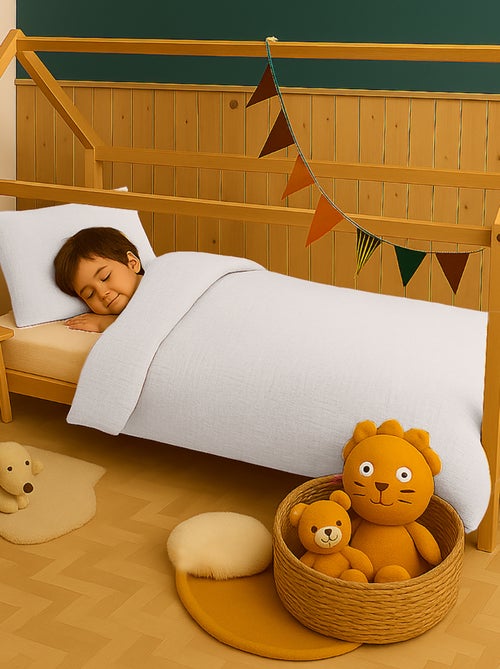 Housse de Couette en Coton Bio Blanc - Kiabi