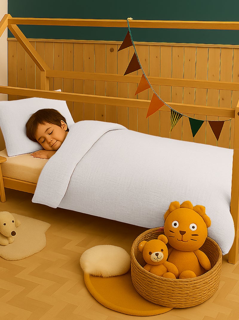 Housse de Couette en Coton Bio Blanc Blanc - Kiabi
