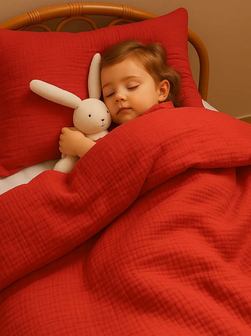 Housse de Couette en Coton Bio Fraise Rouge - Kiabi