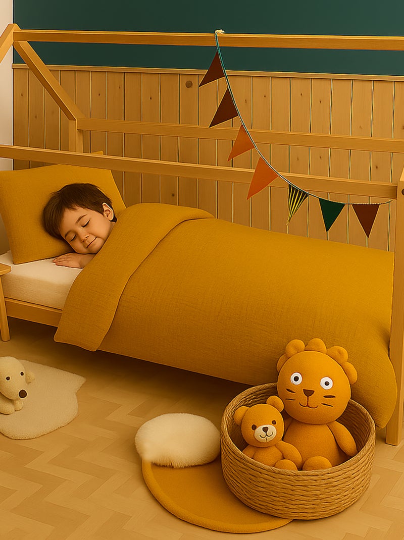 Housse de Couette en Coton Bio Honey Beige - Kiabi