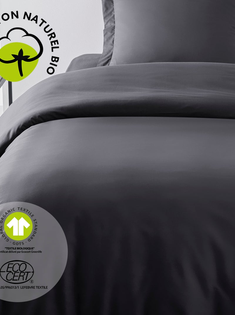 Housse de couette en coton BIO ORGANIC gris anthracite - Kiabi