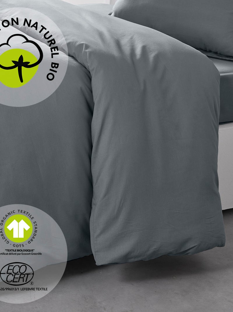 Housse de couette en coton BIO ORGANIC Gris - Kiabi