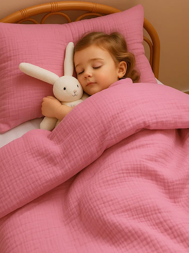Housse de Couette en Coton Bio Rose Rose - Kiabi