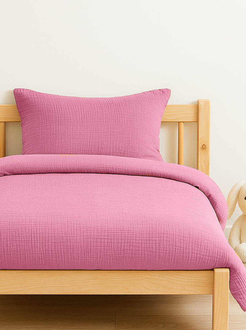 Housse de Couette en Coton Bio Rose Rose - Kiabi