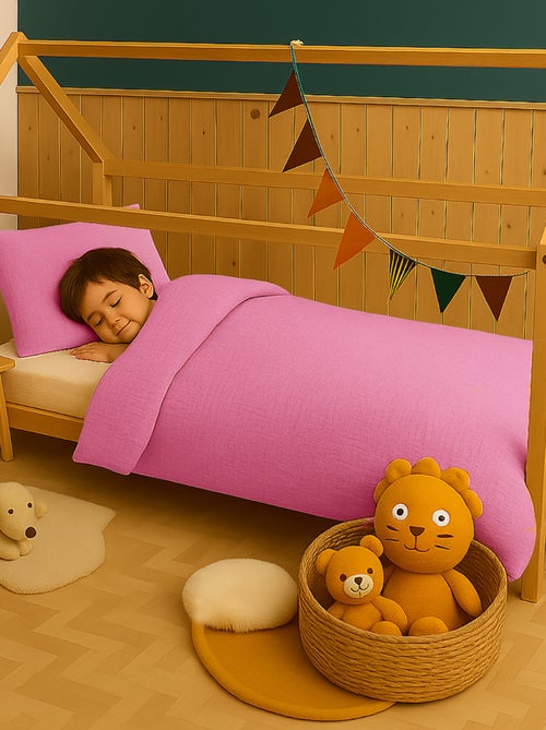 Housse de Couette en Coton Bio Rose - Kiabi