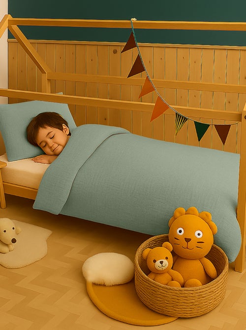 Housse de Couette en Coton Bio Vert - Kiabi
