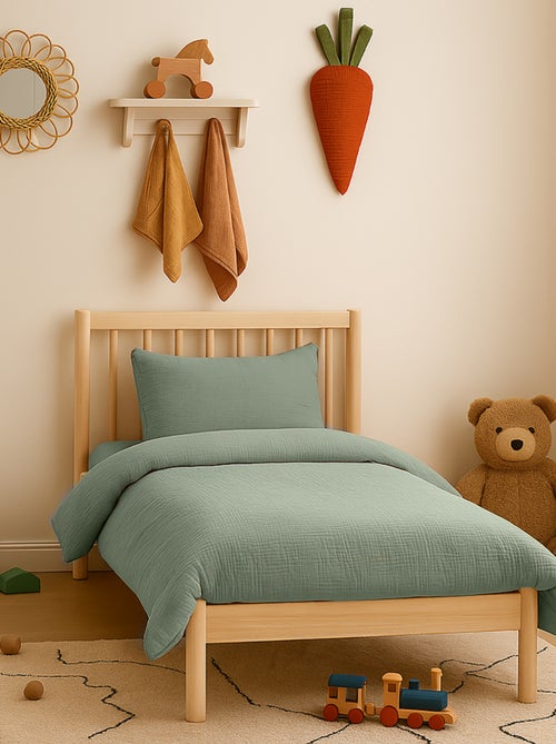 Housse de Couette en Coton Bio Vert - Kiabi