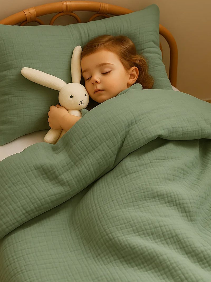 Housse de Couette en Coton Bio Vert Vert - Kiabi