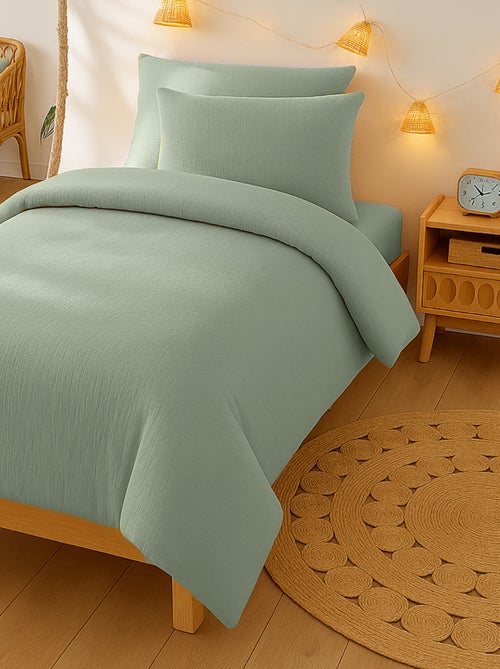 Housse de Couette en Coton Bio Vert - Kiabi