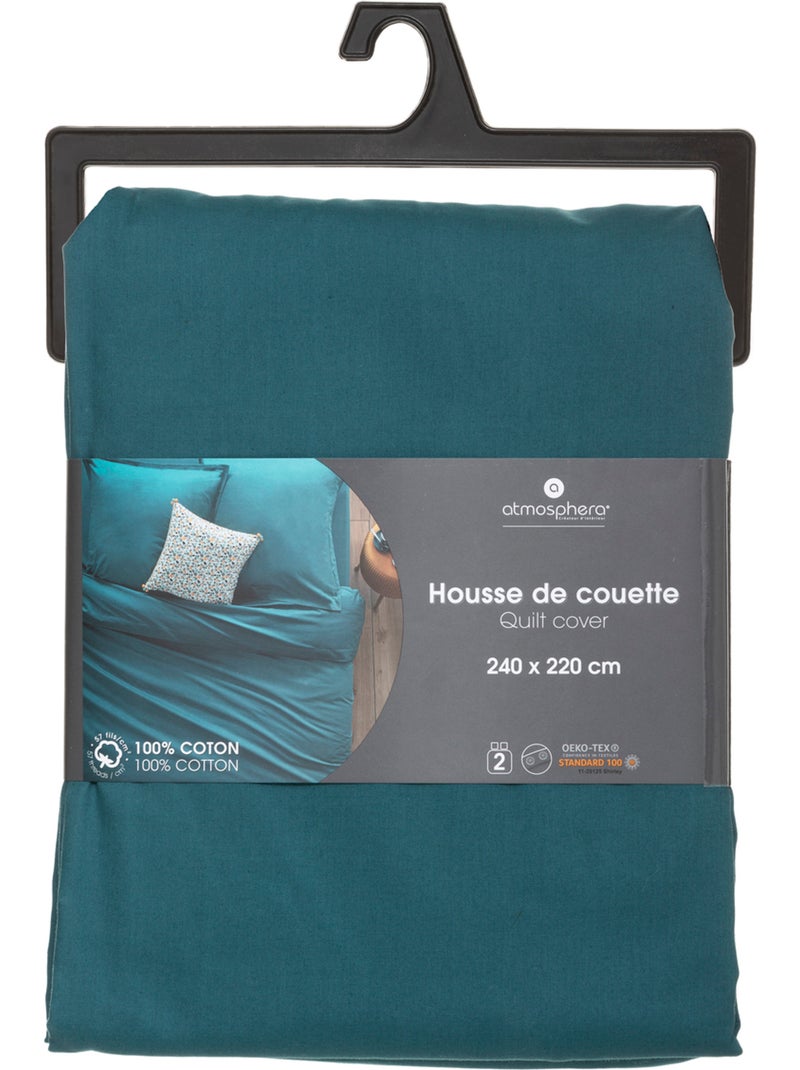 Housse de couette en coton CARINA Bleu canard - Kiabi