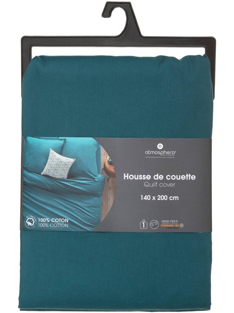 Housse de couette en coton CARINA Bleu canard - Kiabi