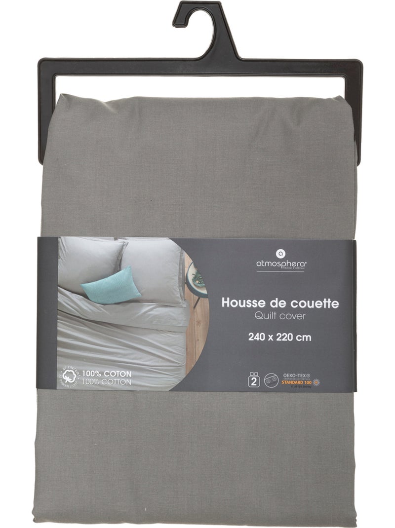 Housse de couette en coton CARINA Gris souris - Kiabi