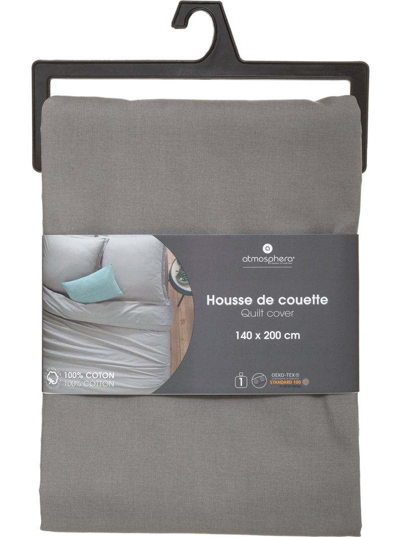 Housse de couette en coton CARINA Gris souris - Kiabi