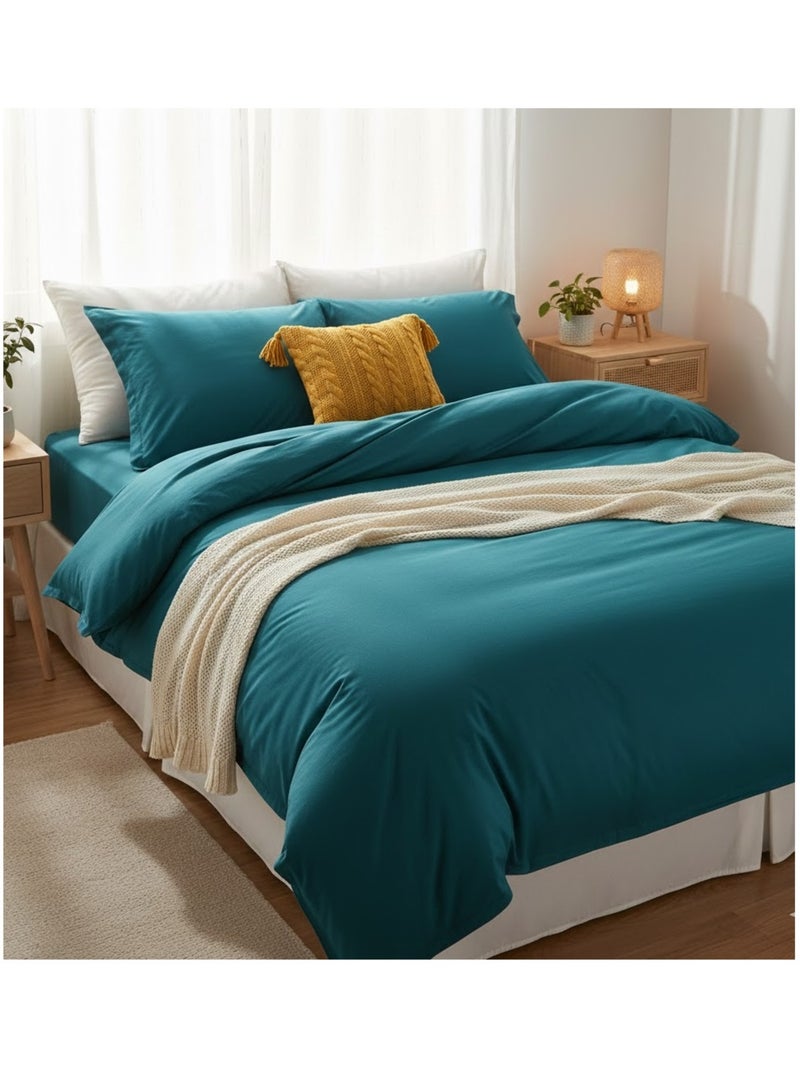 Housse de couette en coton Contemporain uni Bleu canard - Kiabi
