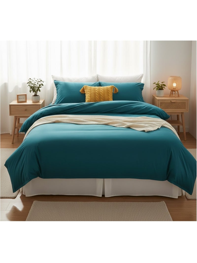 Housse de couette en coton Contemporain uni Bleu canard - Kiabi