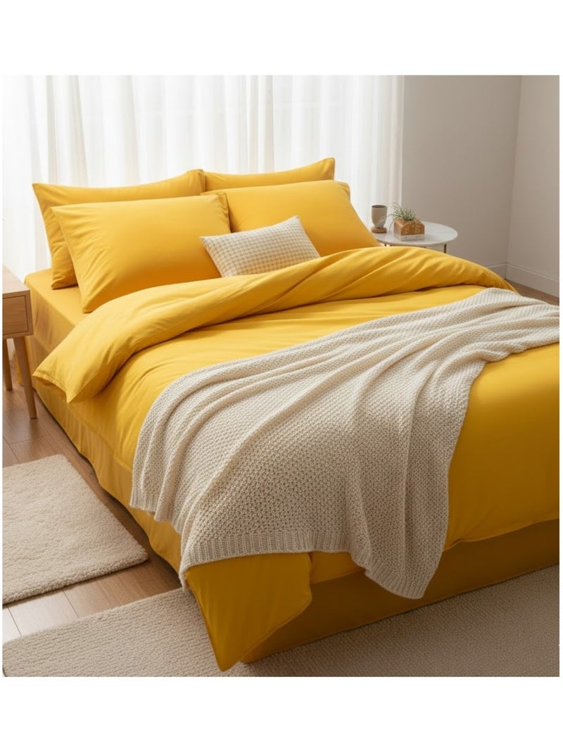 Housse de couette en coton Contemporain uni Ocre - Kiabi