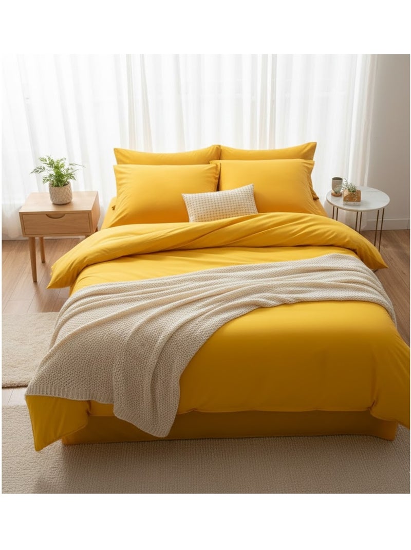 Housse de couette en coton Contemporain uni Ocre - Kiabi