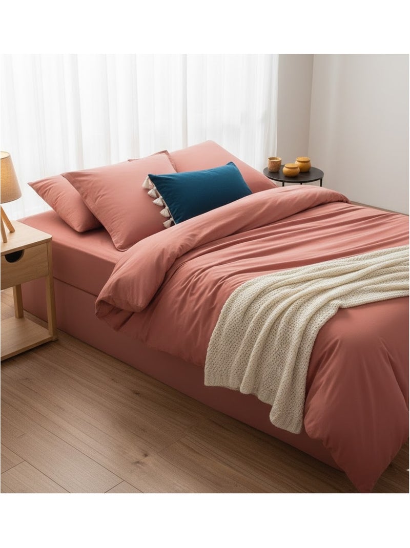 Housse de couette en coton Contemporain uni Rose - Kiabi