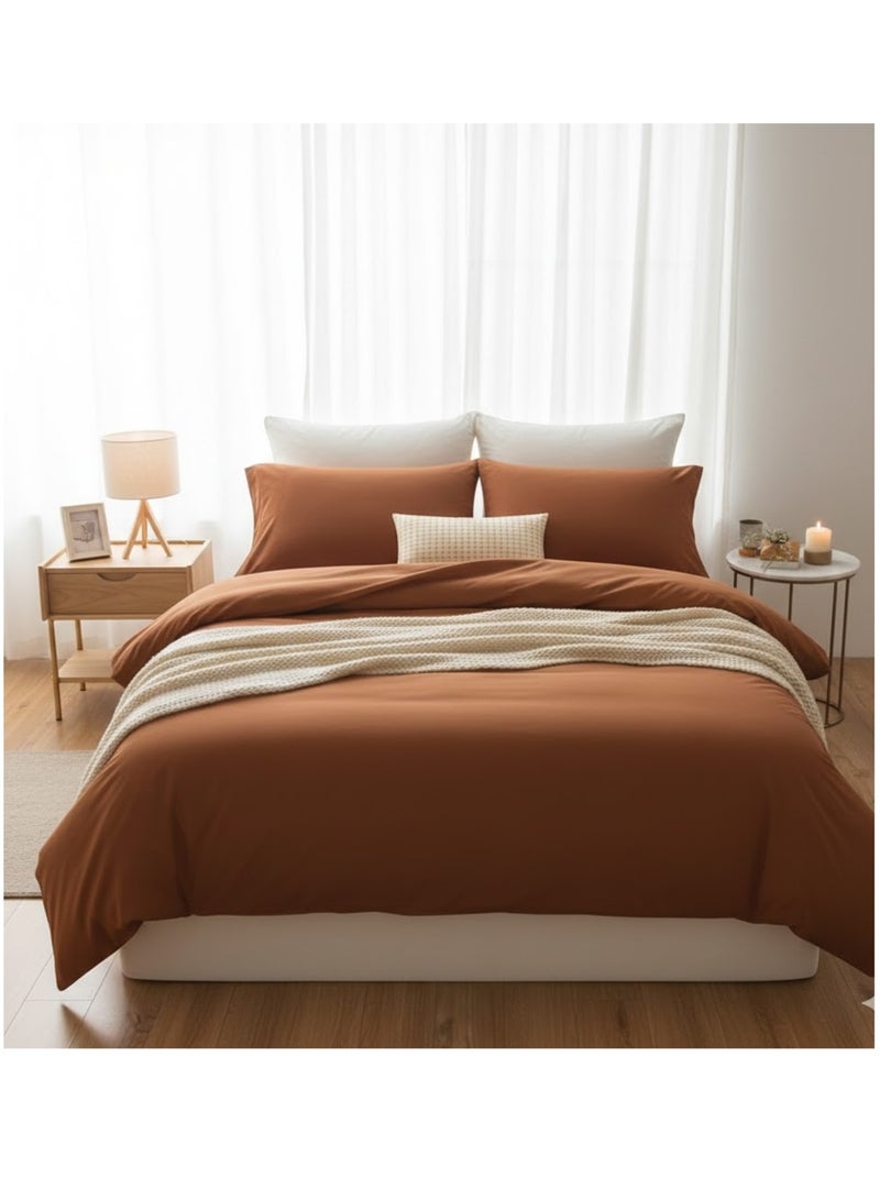 Housse de couette en coton Contemporain uni Terracotta - Kiabi