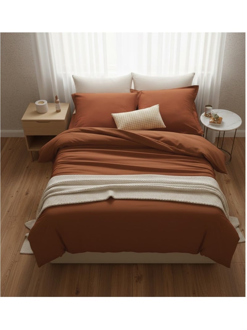 Housse de couette en coton Contemporain uni Terracotta - Kiabi