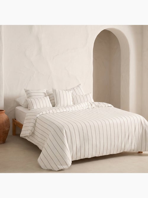 Housse de couette en coton, fils en relief teints, tissu texturé. Sans taies. - Kiabi