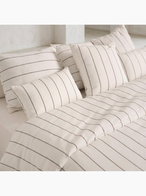 Housse de couette en coton, fils en relief teints, tissu texturé. Sans taies. - Kiabi