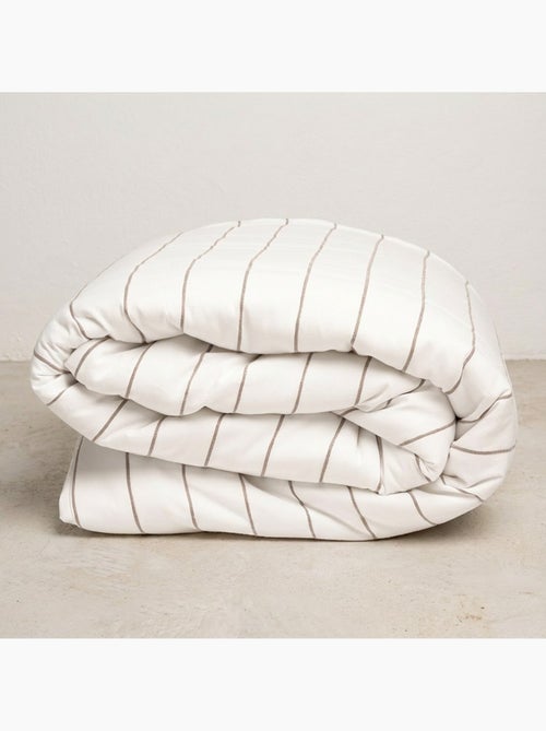 Housse de couette en coton, fils en relief teints, tissu texturé. Sans taies. - Kiabi