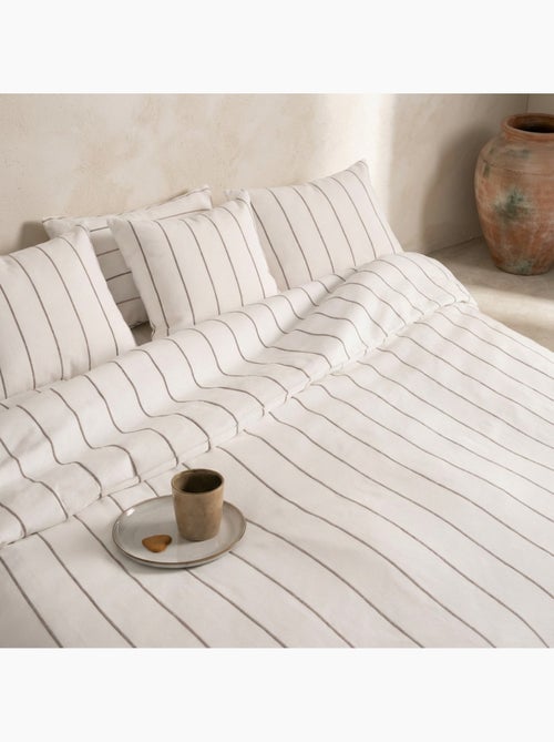 Housse de couette en coton, fils en relief teints, tissu texturé. Sans taies. - Kiabi