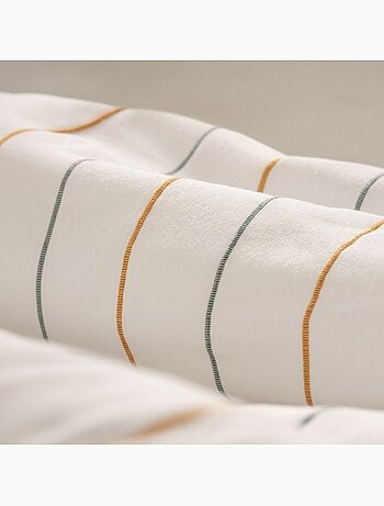 Housse de couette en coton, fils en relief teints, tissu texturé. Sans taies.