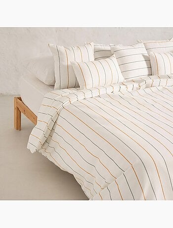 Housse de couette en coton, fils en relief teints, tissu texturé. Sans taies.