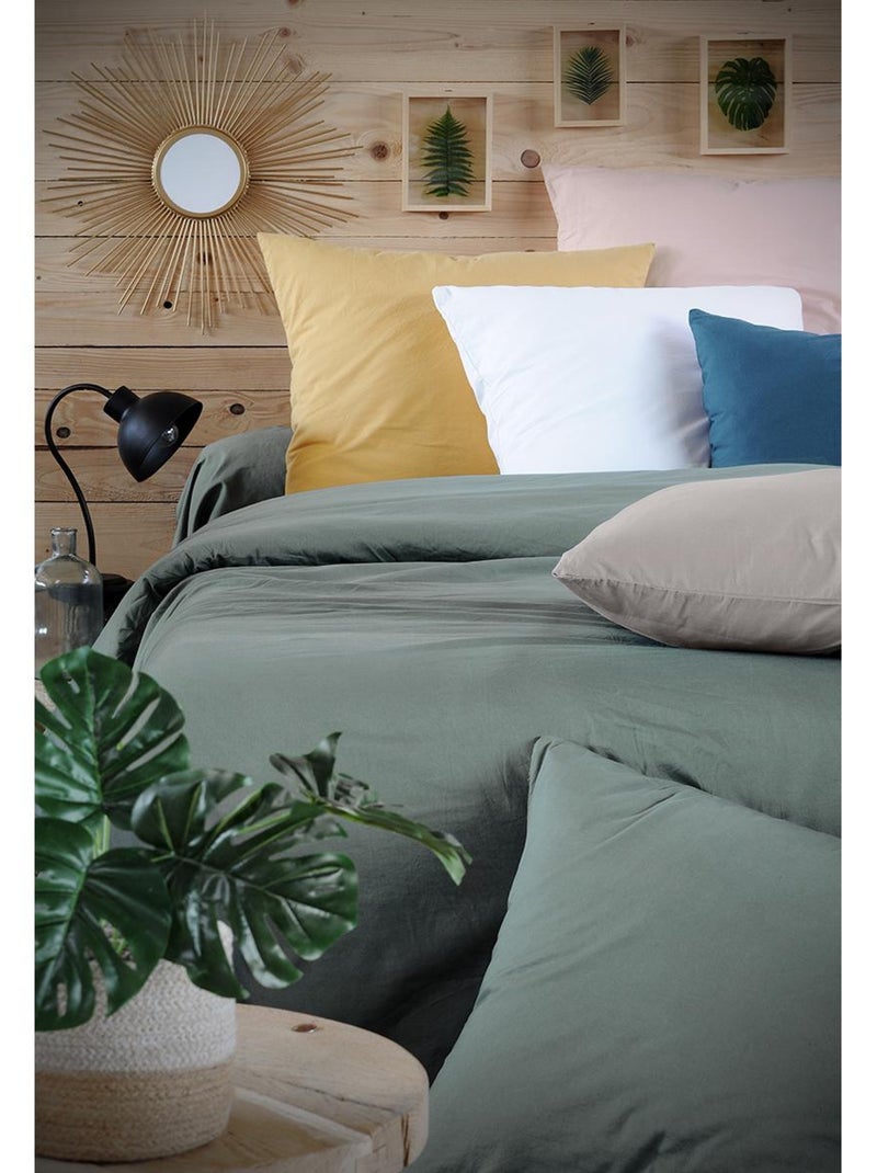 Housse de couette en coton lavé uni gris anthracite - Kiabi