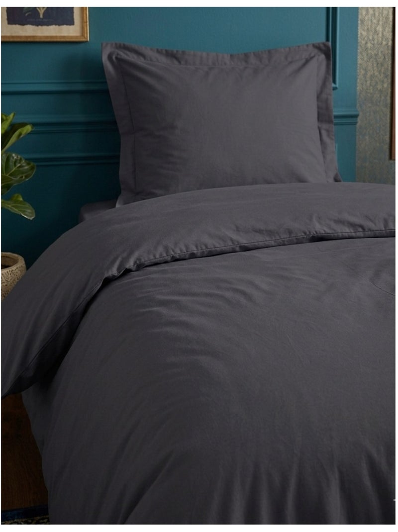 Housse de couette en coton uni edenne Ardoise - Kiabi