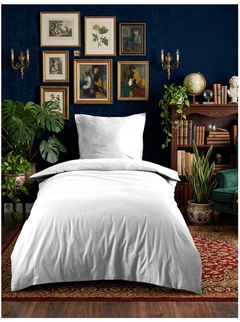 Housse de couette en coton uni Edenne Blanc - Kiabi