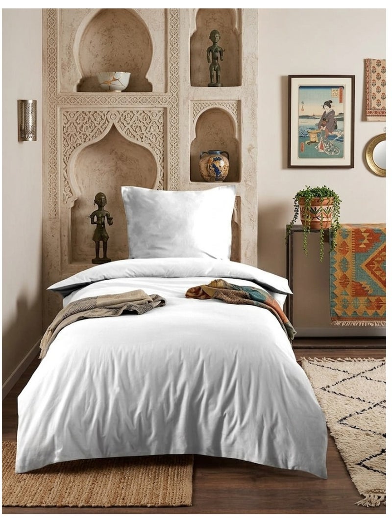 Housse de couette en coton uni Edenne Blanc - Kiabi