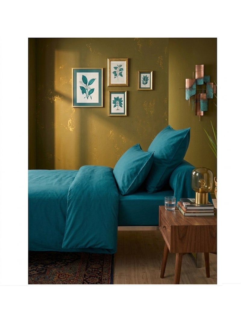 Housse de couette en coton uni Edenne Bleu pétrole - Kiabi