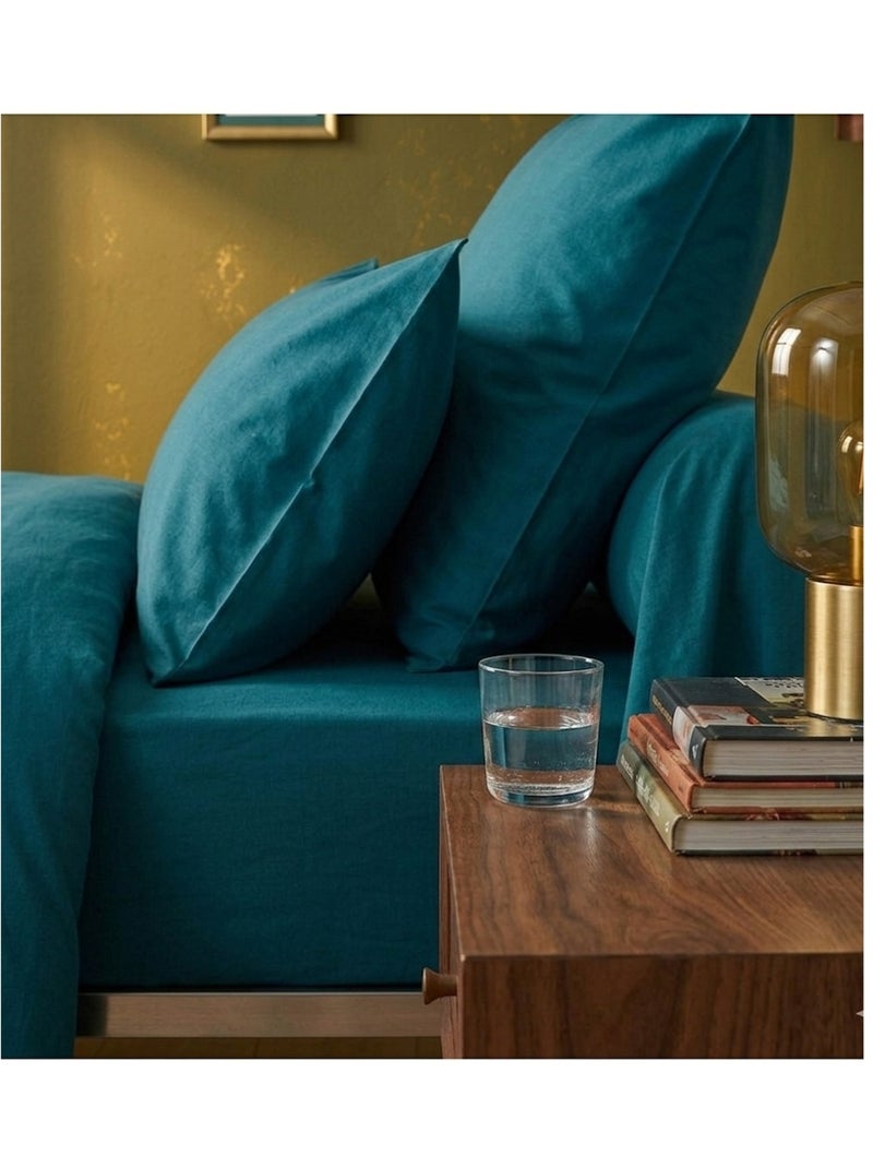 Housse de couette en coton uni Edenne Bleu pétrole - Kiabi