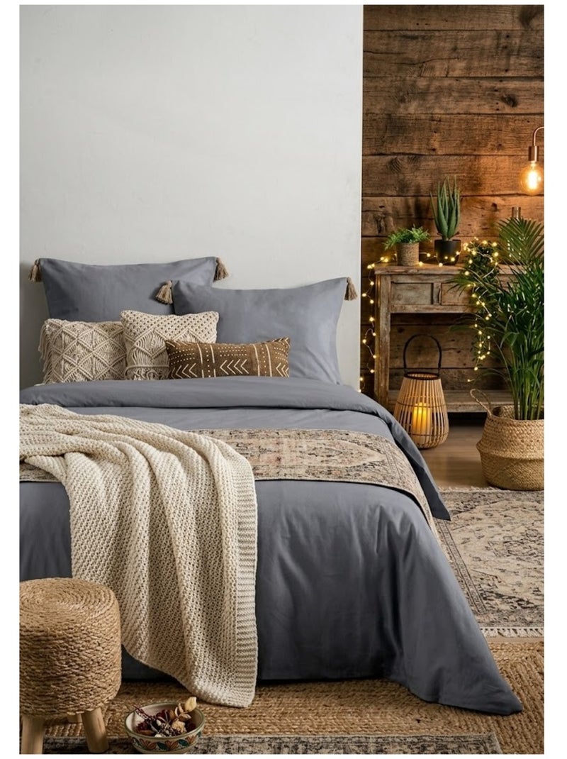 Housse de couette en coton uni Edenne Gris souris - Kiabi