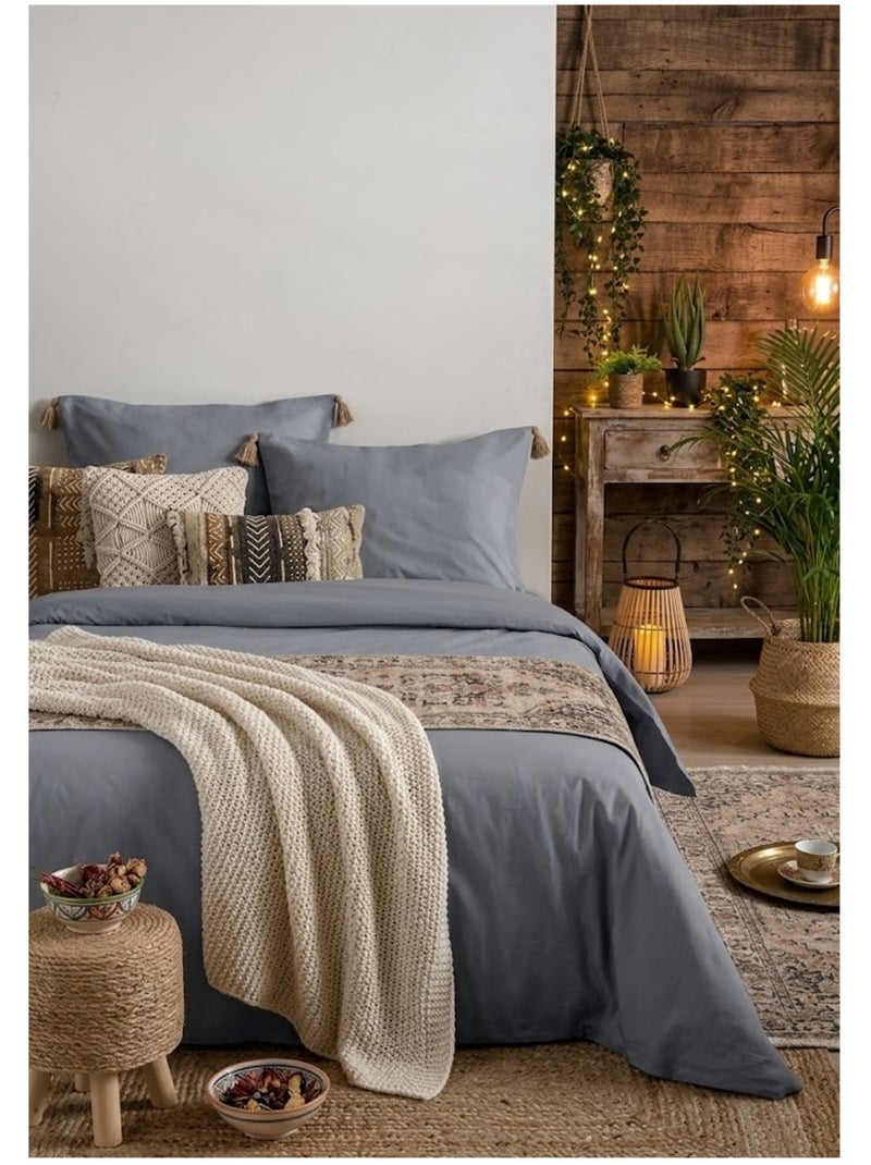 Housse de couette en coton uni Edenne Gris souris - Kiabi