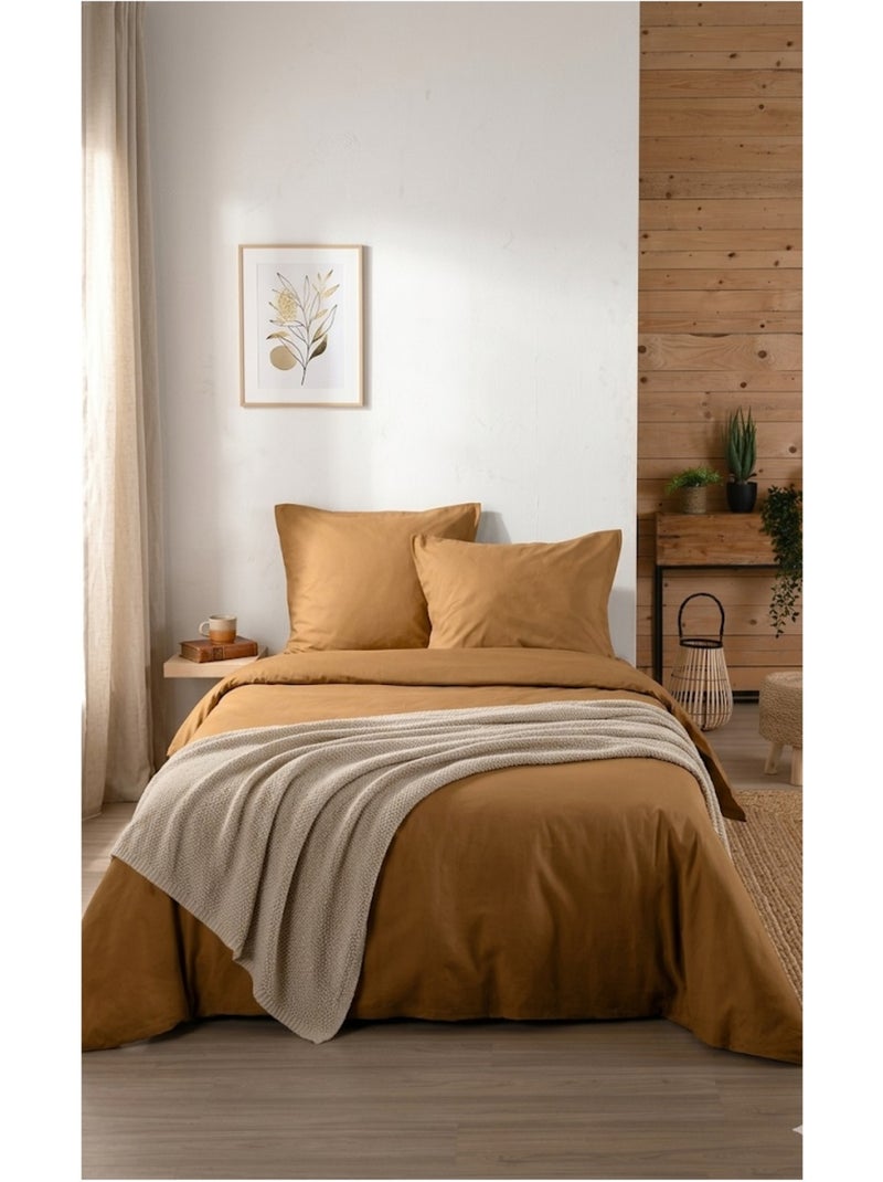 Housse de couette en coton uni Edenne Jaune - Kiabi