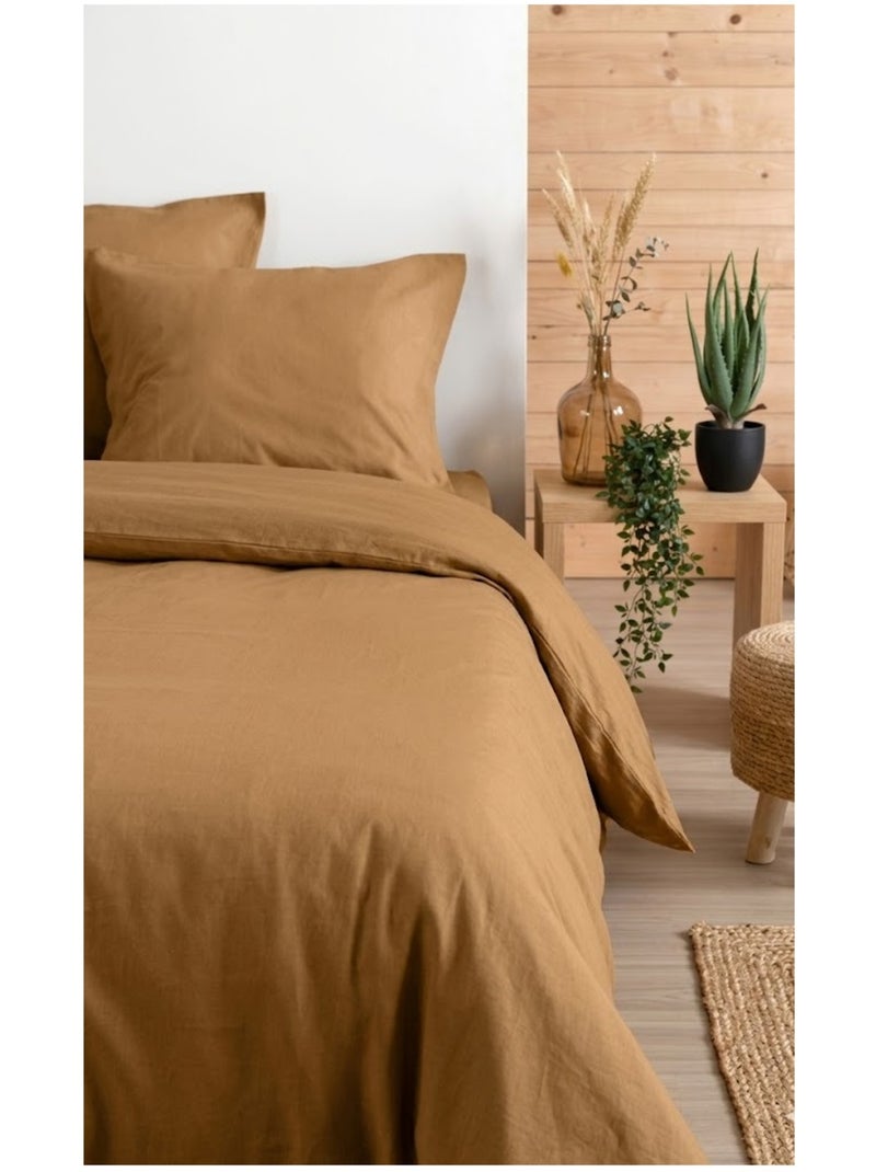 Housse de couette en coton uni Edenne Jaune - Kiabi