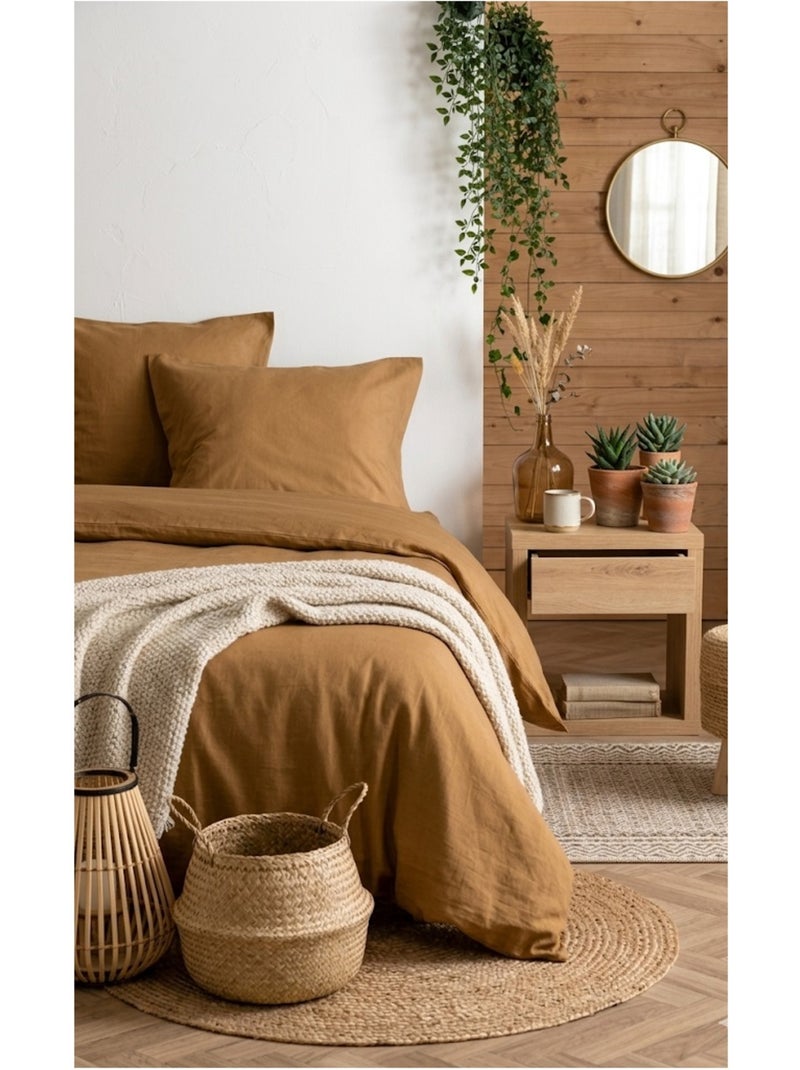 Housse de couette en coton uni Edenne Jaune - Kiabi