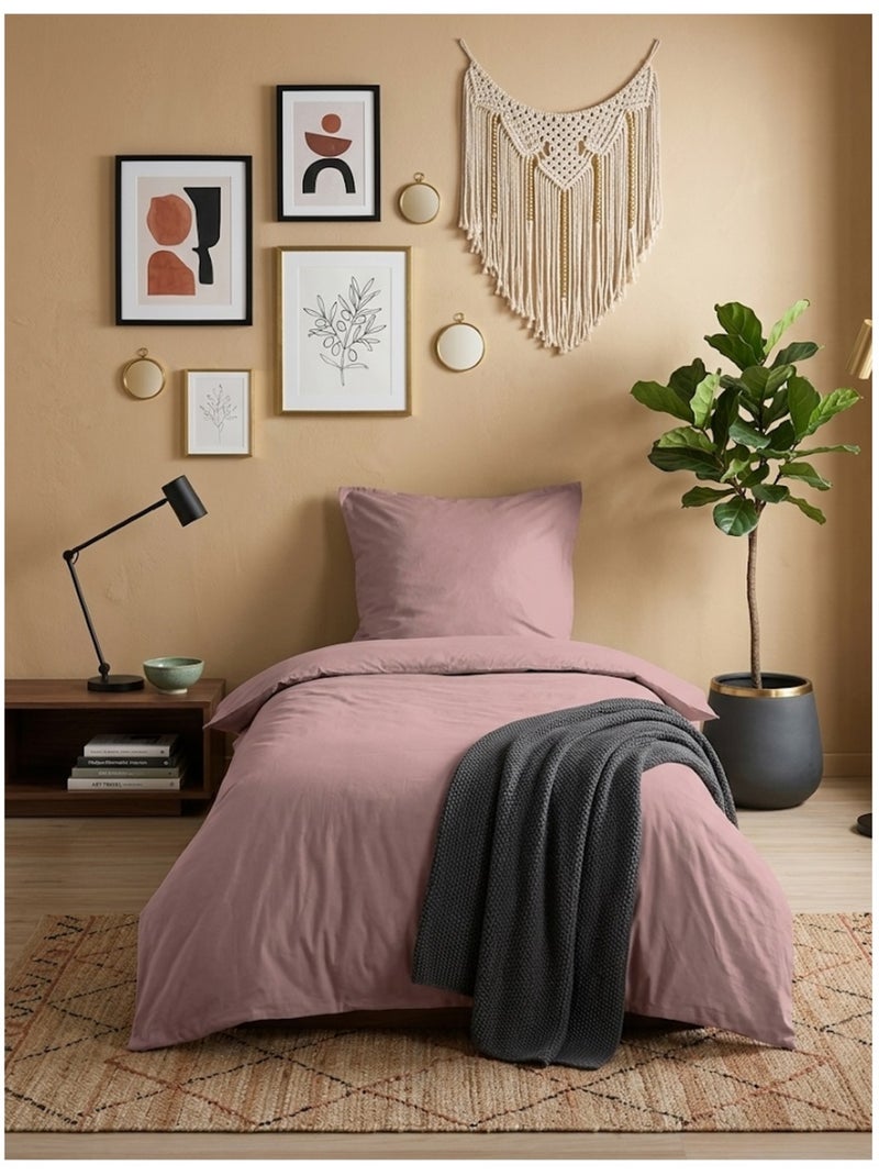 Housse de couette en coton uni Edenne Rose - Kiabi