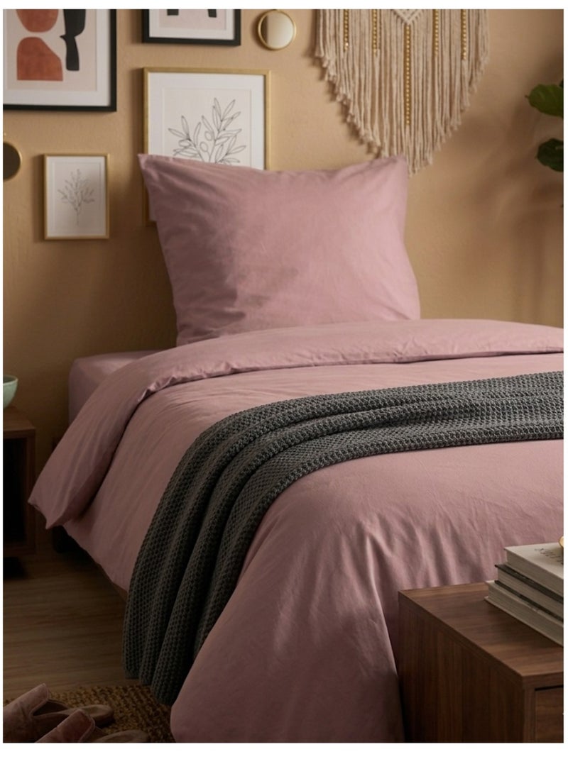 Housse de couette en coton uni Edenne Rose - Kiabi