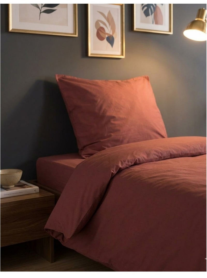 Housse de couette en coton uni Edenne Rouge - Kiabi